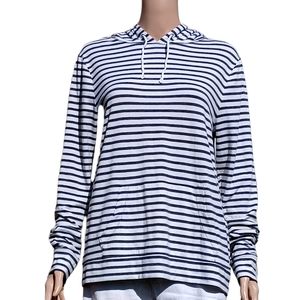 Old Navy Women Super Soft Sweatshirt Hoodies Charcoal Strip L/G